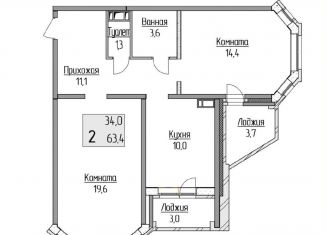 Аренда 2-комнатной квартиры, 63 м2, Ярославская область, улица Гончарова, 28