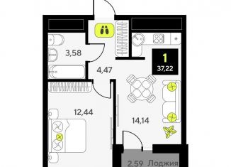 Продажа 1-ком. квартиры, 37.2 м2, Артём, улица Первооткрывателей, 19