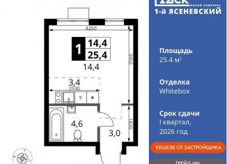 Продается квартира студия, 25.4 м2, поселение Мосрентген, жилой комплекс 1-й Ясеневский, 2