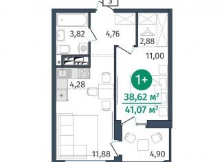 Продается 1-ком. квартира, 38.6 м2, Тюмень, улица Тимофея Кармацкого, 17