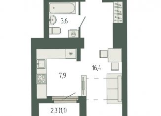 Продается 1-комнатная квартира, 29.2 м2, Екатеринбург, площадь Жуковского, 8, метро Ботаническая