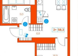 Продаю 2-ком. квартиру, 59.6 м2, Тюменская область, улица Ветеранов Труда, 36