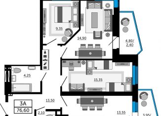 Продается 3-ком. квартира, 76.6 м2, Ростов-на-Дону