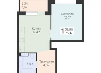 1-комнатная квартира на продажу, 35.2 м2, Воронеж, Коминтерновский район, Электросигнальная улица, 9Ак2