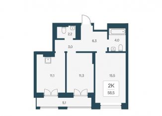 Продам 2-комнатную квартиру, 58.5 м2, Новосибирск, улица Брестская Горка