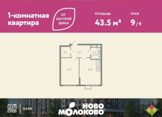 Продается 2-комнатная квартира, 43.5 м2, Московская область, жилой комплекс Ново-Молоково, 13