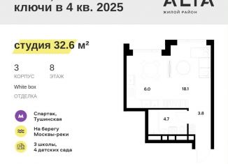 Продажа квартиры студии, 32.6 м2, Москва, метро Спартак