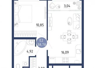 Продажа 1-комнатной квартиры, 38.8 м2, Рязанская область