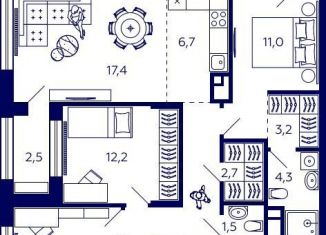 Продажа квартиры свободная планировка, 87 м2, Уфа, Октябрьский район, улица Энтузиастов, 7