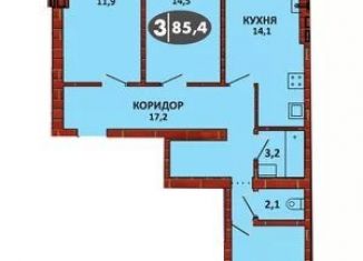 3-ком. квартира на продажу, 85.2 м2, Калуга, Советская улица, 178, ЖК СолнцеГрад