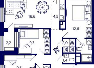 Продажа квартиры свободная планировка, 73.8 м2, Уфа, Октябрьский район, улица Энтузиастов, 7