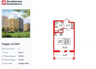 Продам квартиру студию, 24.6 м2, Санкт-Петербург, метро Комендантский проспект