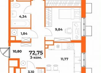 Продаю 3-ком. квартиру, 72.8 м2, Хабаровск