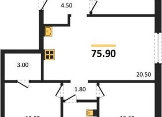 3-комнатная квартира на продажу, 75.9 м2, Екатеринбург, метро Чкаловская, улица Евгения Савкова, 17Б