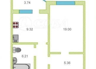 Однокомнатная квартира на продажу, 43.2 м2, Тюмень, улица Дмитрия Менделеева, 12к1, Восточный округ