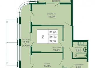 Продаю двухкомнатную квартиру, 72.2 м2, Симферополь, Киевский район