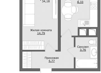 Продаю 1-комнатную квартиру, 34.2 м2, Московская область