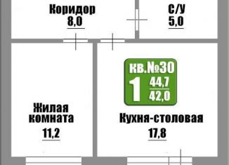 Продам 1-ком. квартиру, 44.7 м2, Оренбургская область, Николаевская улица, 9