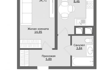 Продажа 1-ком. квартиры, 34.7 м2, Московская область