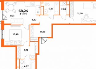 Продам 3-комнатную квартиру, 68.2 м2, Хабаровский край