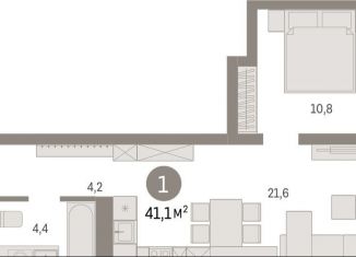 Продается 1-комнатная квартира, 41.1 м2, Екатеринбург, улица Стачек, 62