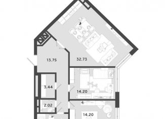 Продается 2-ком. квартира, 86 м2, Калуга, 3-й Академический проезд, 1