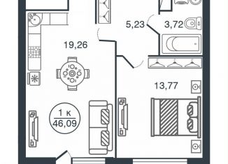 Продается 1-ком. квартира, 46.1 м2, Тверь