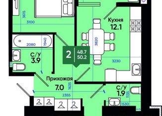 Продаю 2-ком. квартиру, 51 м2, Батайск, улица Олимпийское Кольцо, 36к12