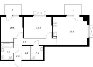 Продажа 2-ком. квартиры, 61.2 м2, Владивосток