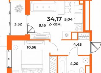 2-комнатная квартира на продажу, 34.2 м2, Хабаровский край