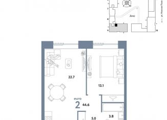 Продаю 2-ком. квартиру, 44.6 м2, Москва