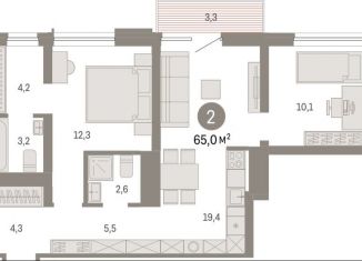 Продажа 2-ком. квартиры, 65 м2, Екатеринбург, метро Уралмаш, переулок Ритслянда, 15