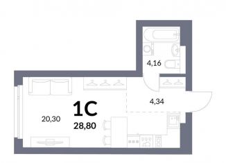 Продам квартиру студию, 28.8 м2, Новосибирск, Горская улица, 2/1