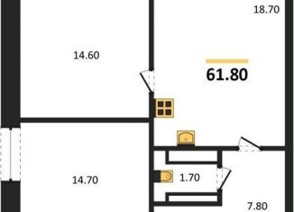 Двухкомнатная квартира на продажу, 61.8 м2, Новосибирск, Приморская улица, 15с1, Советский район