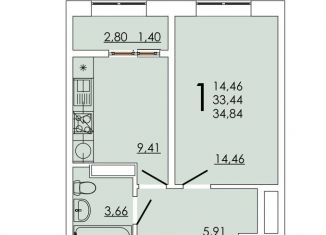 Продается однокомнатная квартира, 34.8 м2, Ростовская область