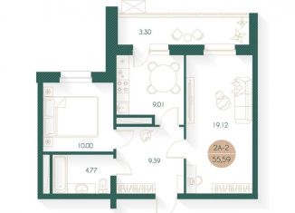 Продаю 2-ком. квартиру, 58.3 м2, Татарстан