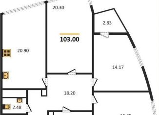 Продаю трехкомнатную квартиру, 103 м2, Казань, Танковая улица, 2, ЖК Авалон Сити