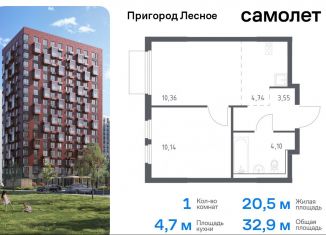 Продается однокомнатная квартира, 32.9 м2, Московская область