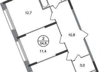 2-ком. квартира на продажу, 54.6 м2, деревня Рассказовка, деревня Рассказовка, 2