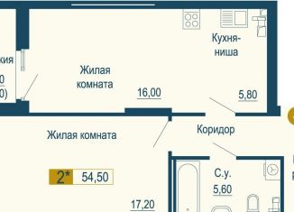 Продаю 2-комнатную квартиру, 54.5 м2, Екатеринбург, Верх-Исетский район