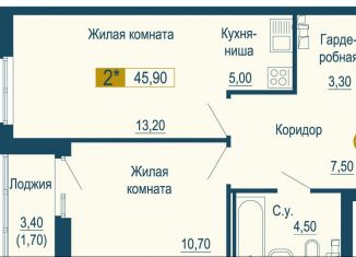 Продам 2-комнатную квартиру, 45.9 м2, Екатеринбург, Верх-Исетский район