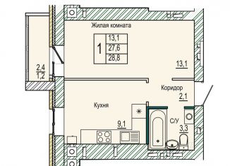 Продам однокомнатную квартиру, 28.8 м2, Волгоград, Кировский район