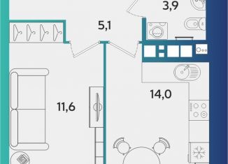 Продажа однокомнатной квартиры, 38.9 м2, Ижевск, улица Архитектора П.П. Берша, 44