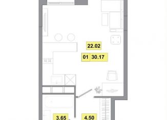 Продается однокомнатная квартира, 30.2 м2, Московская область