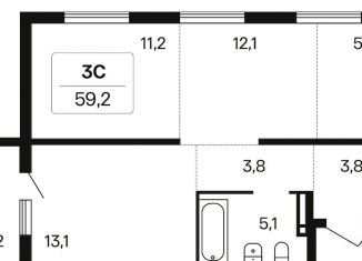 Продам 2-ком. квартиру, 59.2 м2, Новосибирск