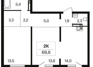 Продам 2-комнатную квартиру, 69.8 м2, Новосибирск, Игарская улица, 5