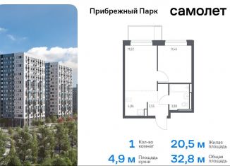 Продается однокомнатная квартира, 32.8 м2, Московская область, жилой комплекс Прибрежный Парк, 7.1