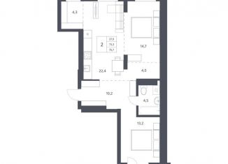 Продается 2-комнатная квартира, 73.3 м2, Новосибирск