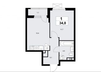 1-ком. квартира на продажу, 34.8 м2, Москва, деревня Николо-Хованское, 3