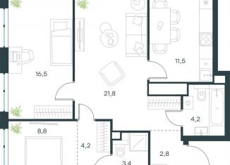 Продается 3-комнатная квартира, 73.2 м2, Москва